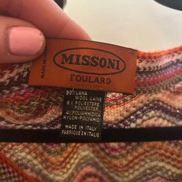 Missoni Multicolor Stripe Fringe Poncho One Size - Picture 3 of 7